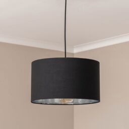 ValueLights Reni Black with Chrome Inner Easy Fit Ceiling Lamp Shade & Bulb - Size: Small - thumbnail 3