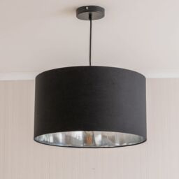 ValueLights Reni Black with Chrome Inner Easy Fit Ceiling Lamp Shade & Bulb - Size: Small - thumbnail 2