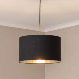 ValueLights Reni Black with Chrome Inner Easy Fit Ceiling Lamp Shade & Bulb - Size: Small