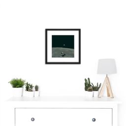 Artery8 Space NASA Earth Moon Lunar Module Mars Photo 8X8 Inch Square Wooden Framed Wall Art Print Picture with Mount in Black - thumbnail 2