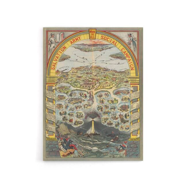 "Artery8 Map Salvation Army 1910 Work For All Canvas Wall Art Print - Size: W18"" x H24""" - image 1
