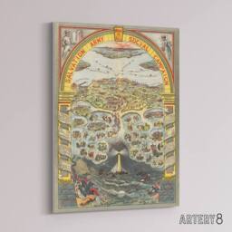 "Artery8 Map Salvation Army 1910 Work For All Canvas Wall Art Print - Size: W18"" x H24""" - thumbnail 2
