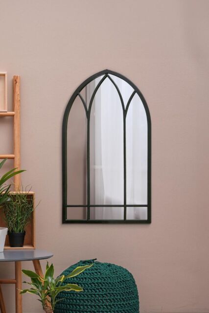 "MirrorOutlet Black Metal Framed Arched Wall Mirror 32"" X 19"" (83CM X 48CM) - Size: 1 Pack" - image 1