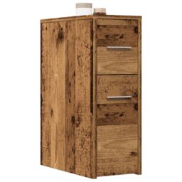 Berkfield Home Narrow Bathroom Cupboard with Wheels Old Wood Engineered Wood in Brown - thumbnail 1