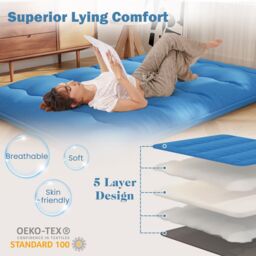 Gymax Small Double Floor Mattress Roll up Mattress Pad Tatami With Carry Bag in Navy - thumbnail 3