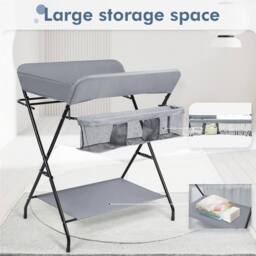 Dprodo Foldable Changing Table, Clothes Storage Station in Grey - Size: 1 Pack - thumbnail 3