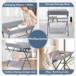 Dprodo Foldable Changing Table, Clothes Storage Station in Grey - Size: 1 Pack - thumbnail 6