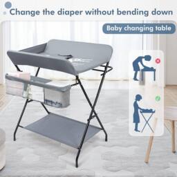 Dprodo Foldable Changing Table, Clothes Storage Station in Grey - Size: 1 Pack - thumbnail 2