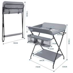 Dprodo Foldable Changing Table, Clothes Storage Station in Grey - Size: 1 Pack - thumbnail 7