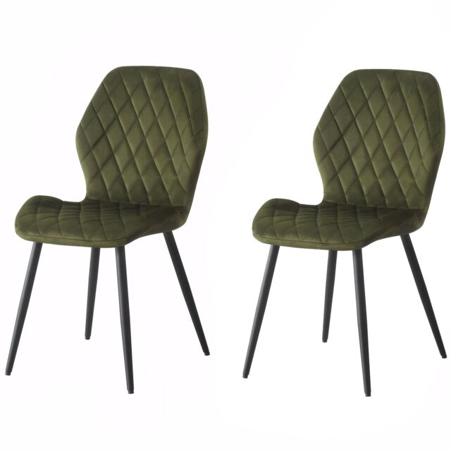 SONARA Modern Velvet Dining Chairs Set of 2 with Ergonomic Curved Backrest in Green - image 1