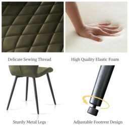 SONARA Modern Velvet Dining Chairs Set of 2 with Ergonomic Curved Backrest in Green - thumbnail 4
