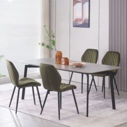 SONARA Modern Velvet Dining Chairs Set of 2 with Ergonomic Curved Backrest in Green - thumbnail 2