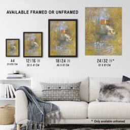 Artery8 The Geese Impressionist Painting Monet Vintage Framed Wall Art Print in Green - Size: A4 - thumbnail 3