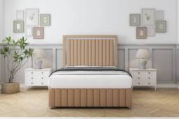 "Sloomy Boston Chrome Dumfries Divan Set 2 Drawers-54"" Headboard-Footboard in Light Brown - Size: Super King" - thumbnail 2