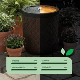 Gardenwize Solar Powered Garden Water Feature Decorative Outdoor Water Fountain in Brown - thumbnail 6