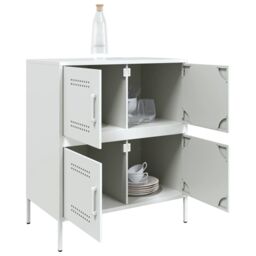 Berkfield Home Sideboard White 68x39x79 cm Steel - Size: 68 x 39 x 79 cm - thumbnail 5