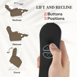 HOMCOM Power Lift Riser & Recliner Chair with Remote Control in Brown - thumbnail 4