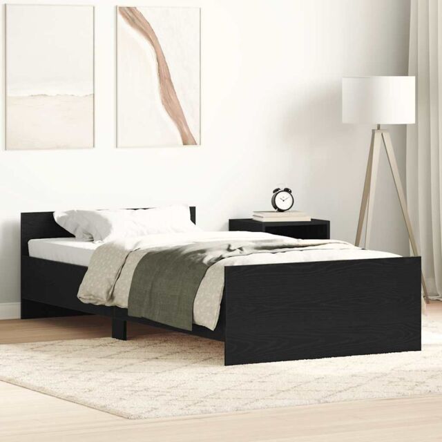 Berkfield Home Bed Frame without Mattress Black Oak 75x190 cm Engineered Wood - image 1