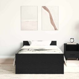 Berkfield Home Bed Frame without Mattress Black Oak 75x190 cm Engineered Wood - thumbnail 3