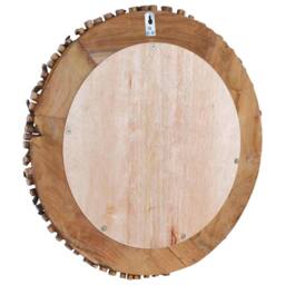 Berkfield Home Wall Mirror 60 cm Teak Round in Brown - thumbnail 4