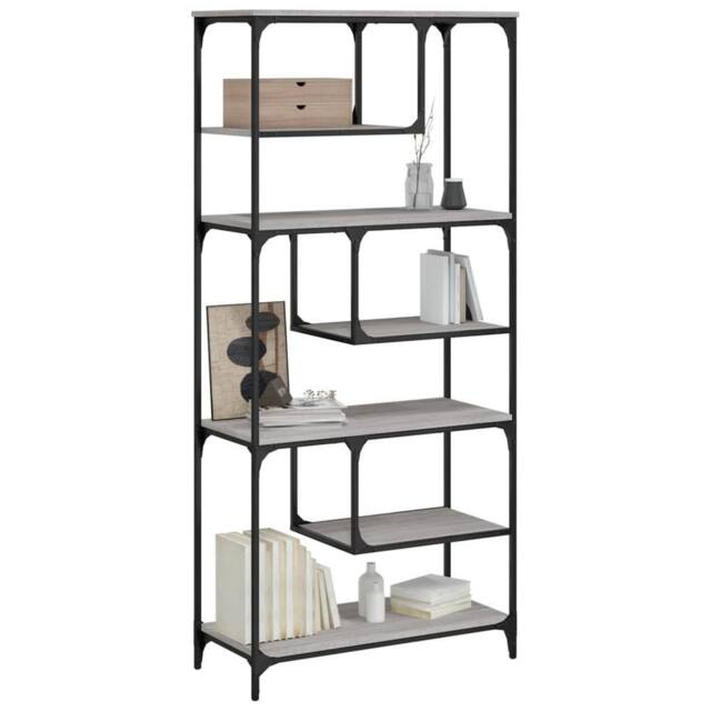 Berkfield Home Decorative Bookcase Grey Sonoma 81x36x176 cm Engineered Wood - Size: 81 x 36 x 176 cm - image 1
