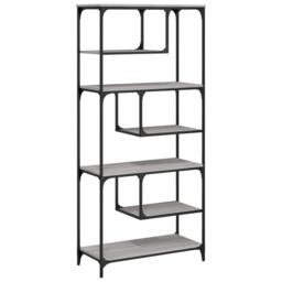 Berkfield Home Decorative Bookcase Grey Sonoma 81x36x176 cm Engineered Wood - Size: 81 x 36 x 176 cm - thumbnail 3