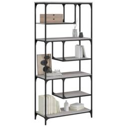 Berkfield Home Decorative Bookcase Grey Sonoma 81x36x176 cm Engineered Wood - Size: 81 x 36 x 176 cm - thumbnail 1
