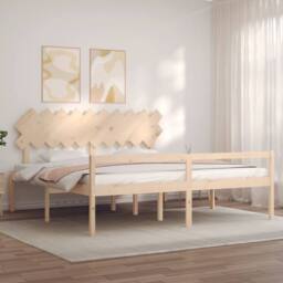 Berkfield Home Bed Frame with Headboard 200x200 cm Solid Wood in Brown - thumbnail 3