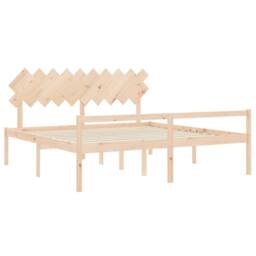 Berkfield Home Bed Frame with Headboard 200x200 cm Solid Wood in Brown - thumbnail 5
