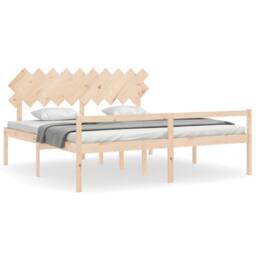 Berkfield Home Bed Frame with Headboard 200x200 cm Solid Wood in Brown - thumbnail 2