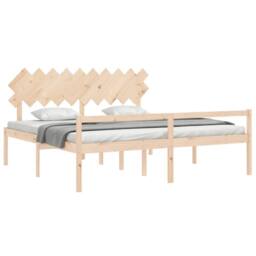 Berkfield Home Bed Frame with Headboard 200x200 cm Solid Wood in Brown - thumbnail 4
