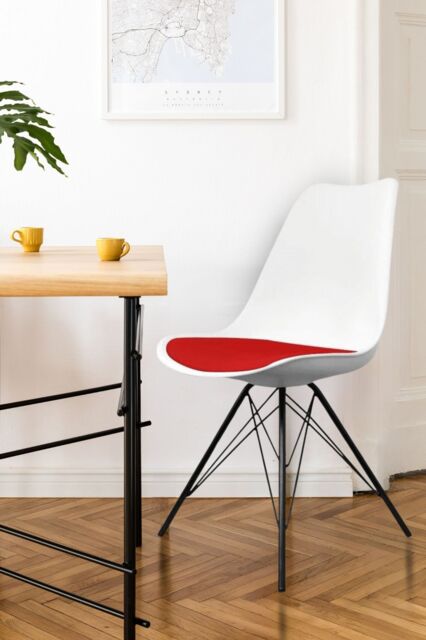 Fusion Living Soho Plastic Dining Chair with Black Metal Legs in Red - image 1