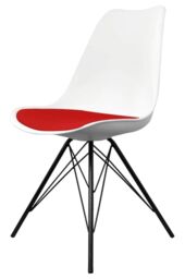 Fusion Living Soho Plastic Dining Chair with Black Metal Legs in Red - thumbnail 2
