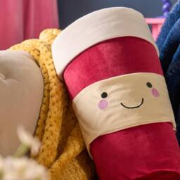 OHS Coffee Cup Shaped Decorative Scatter Cushion Throw Pillow in Burgundy - thumbnail 2