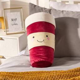 OHS Coffee Cup Shaped Decorative Scatter Cushion Throw Pillow in Burgundy - thumbnail 3