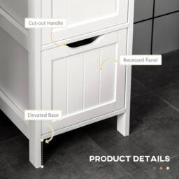 HOMCOM Slim Bathroom Storage unit with 3 Drawers & 2 Open Shelves, White - thumbnail 5