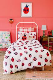 Wee Blue Bell 'Ladybird' Duvet Cover Set in Red - Size: Single - thumbnail 4