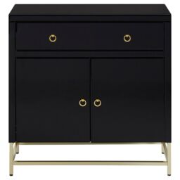Orsina Elegant Black Cabinet, Classic Ample Storage Black Finished Chest With Gold Handles, Versatile Wooden Cabinet - thumbnail 7