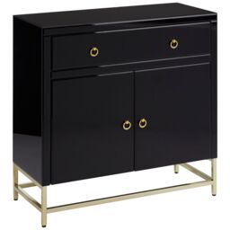 Orsina Elegant Black Cabinet, Classic Ample Storage Black Finished Chest With Gold Handles, Versatile Wooden Cabinet - thumbnail 5