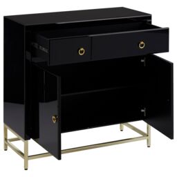 Orsina Elegant Black Cabinet, Classic Ample Storage Black Finished Chest With Gold Handles, Versatile Wooden Cabinet - thumbnail 6
