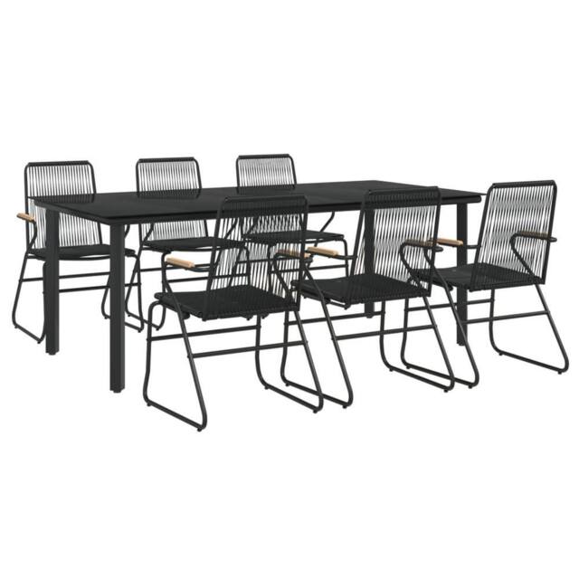 Berkfield Home Beautiful 7 Piece Garden Dining Set Black PVC Rattan - image 1