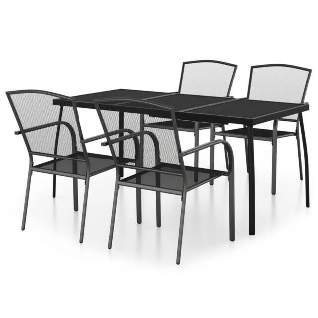 Berkfield Home 5 Piece Garden Dining Set Anthracite Steel in Black - image 1