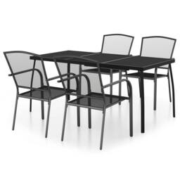 Berkfield Home 5 Piece Garden Dining Set Anthracite Steel in Black - thumbnail 1