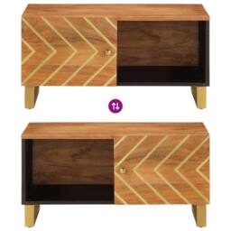Berkfield Home Coffee Table Brown & Black 80x50x40 cm Solid Wood Mango - Size: 80 x 50 x 40 cm - thumbnail 7