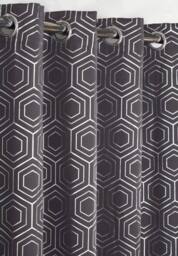 New Edge Blinds Element Geo Thermal Blackout Eyelet Curtains in Charcoal - Size: 117 cm width x 183 cm drop - thumbnail 1
