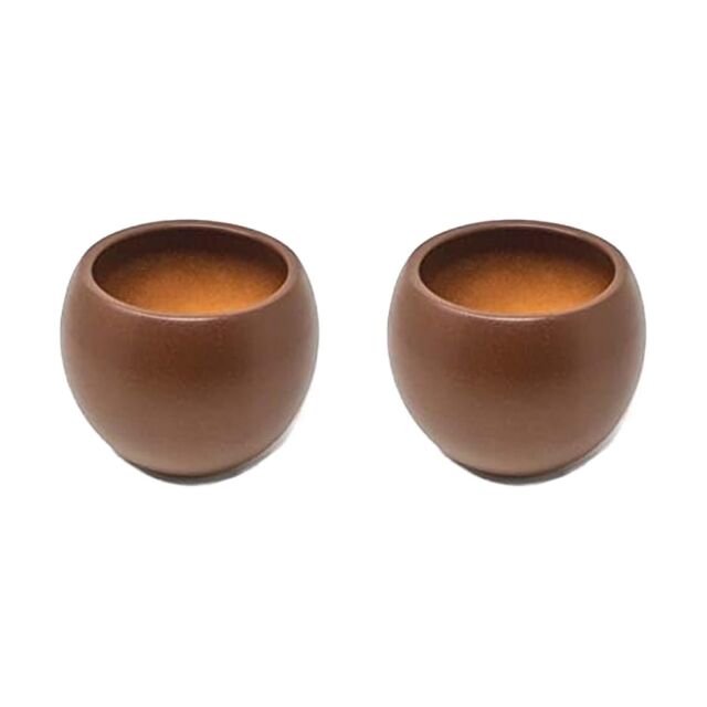 Verano Spanish Ceramics Epoxi Round Rust Textured Matte Home Indoor Plant Pot Set of 2 x 16cm in Brown - Size: 2 x 16 cm - image 1