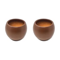 Verano Spanish Ceramics Epoxi Round Rust Textured Matte Home Indoor Plant Pot Set of 2 x 16cm in Brown - Size: 2 x 16 cm