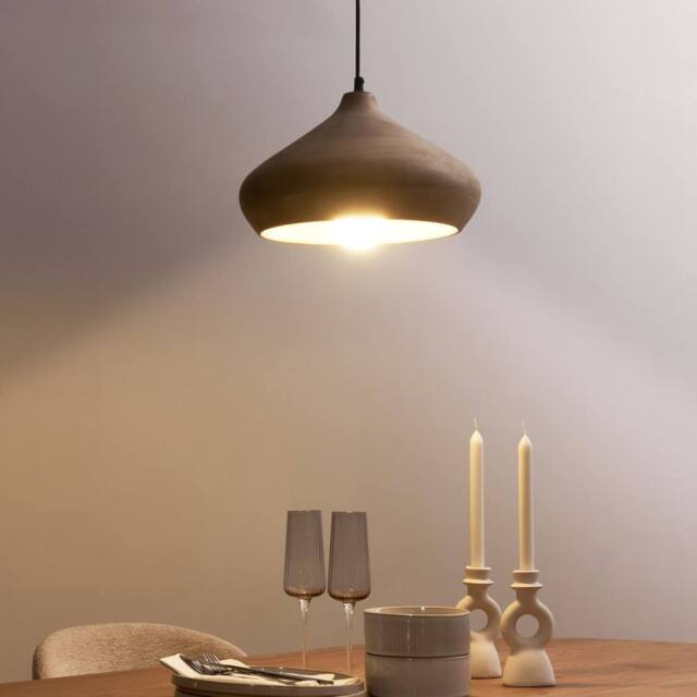 Wyld and Coco Mango Wood Pendant Light - Round Brown Shade - image 1