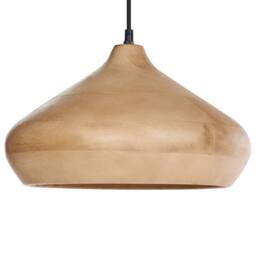 Wyld and Coco Mango Wood Pendant Light - Round Brown Shade - thumbnail 5