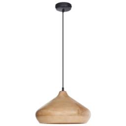 Wyld and Coco Mango Wood Pendant Light - Round Brown Shade - thumbnail 4